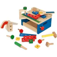Banc de lucru din lemn de jucarie cu fierastrau si ciocan Melissa & Doug 9386