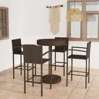 Gossi set mobilier bar de gradina, 5 piese, maro, poliratan