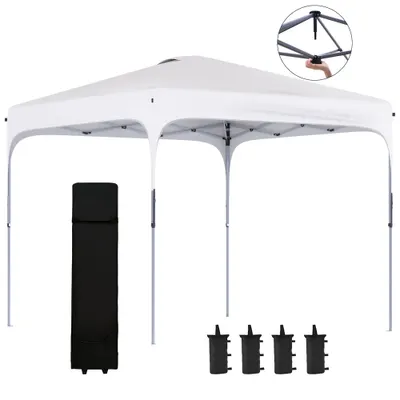 Outsunny Tonelă de grădină 2,5 x 2,5 m barnum pliabil Pop-up înălțime reglabilă pe 4 nivele material Oxford anti UV50+ cadru din oțel sac de transport inclus alb | Aosom Romania