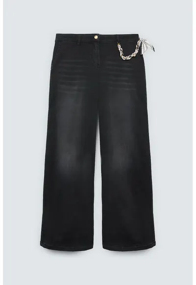 Blugi relaxed fit cu aspect decolorat - Negru stins/Alb murdar