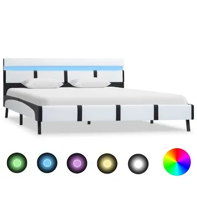 Gossi cadru de pat cu led, alb, 160 x 200 cm, piele artificiala