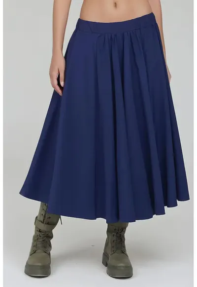 Fusta maxi dama - textil - bleumarin
