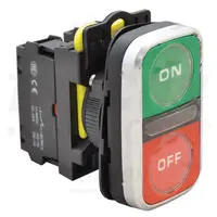Buton dublu pornit-oprit,ON-OFF, verde+rosu, iluminat NYG3-DL2 1×NO+1×NC, 5A/230V AC-15, IP65, LED 230V AC/DC