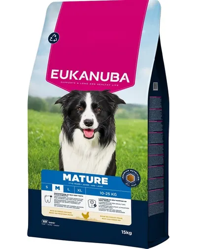 EUKANUBA Mature Medium Breeds Chicken 15 kg hrană câini maturi rase medii, bogată în pui proaspăt
