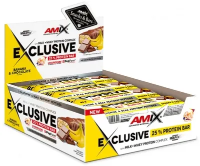 Exclusive Protein Bar, ciocolată și banană, 12 buc, Amix