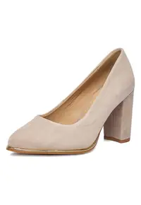 Pantofi dama - piele naturala - toc inalt - bej