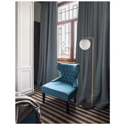 Lampa podea ALVAREZ Satin Auriu Metal & Negru Marble Alb Opal Sticla LED E27 1x12 Wat 230 Volt Fara bec IP20
