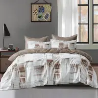 Lenjerie pat dublu bumbac satinat - 3 Bucati 219 Lei - Alb Maro abstract
