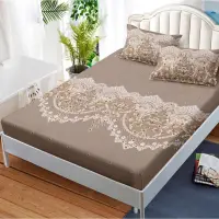 (OFERTA 3 la 159 Lei) Cearsaf cu elastic, FINET, 180x200cm, 2 fete de perne 50x70cm, Maro, model oriental