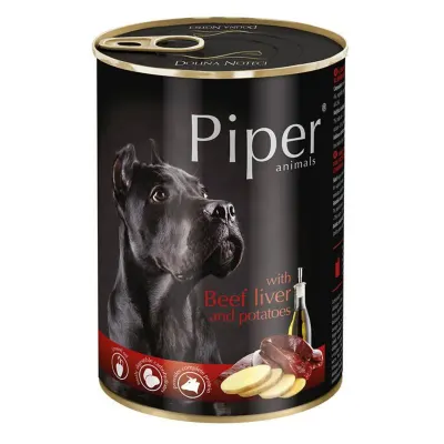 PIPER Animals, XS-XL, Ficat de Vită și Cartofi, conservă hrană umedă fără cereale câini, (în aspic), 400g