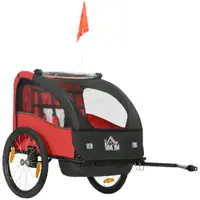 HOMCOM Remorcă pentru bicicletă copii +18 luni cu centură de siguranță și sistem de amortizare 140x88x90 cm Roșu | Aosom Romania