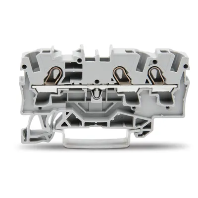 3-conductor through terminal block; 4 mm²; suitable for Ex e II applications; side and center marking; for DIN-rail 35 x 15 and 35 x 7.5; Push-in CAGE CLAMP®; 4,00 mm²; gray