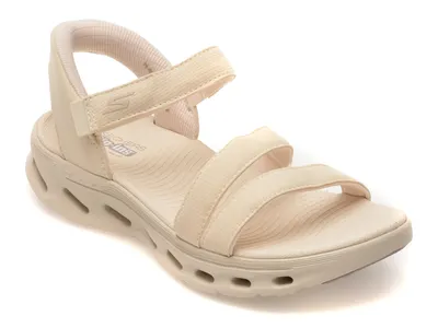 Sandale SKECHERS nude, GO WALK GLIDE-STEP 2.0, din material textil