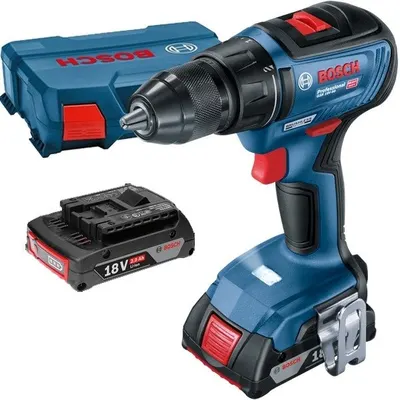 Masina de gaurit si insurubat cu 2 acumulatori, Bosch GSR 18V-50 06019H5000, Li-Ion, 18 V, 2 Ah, 50 Nm, valiza plastic