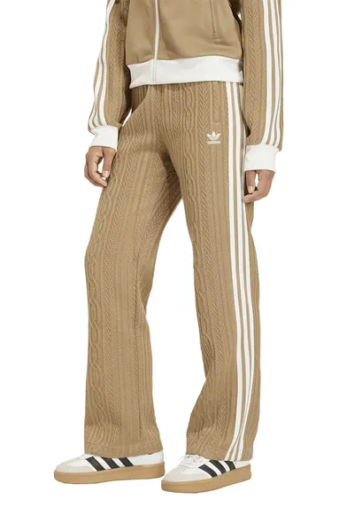 Pantaloni tricotati cu logo - Alb/Maro camel