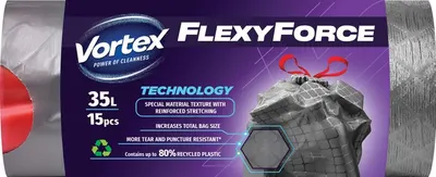 Saci de gunoi Vortex - Flexy Force, 35 l, 15 buc.