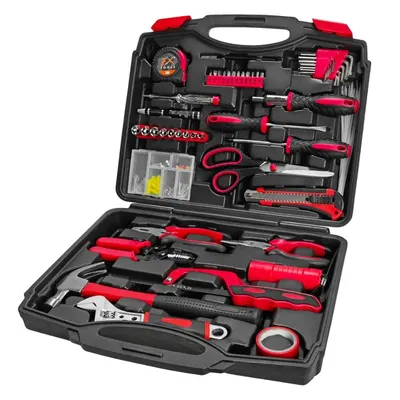 Trusă de scule si accesorii, 169 de piese, FX Tools, negru si rosu, in valiză