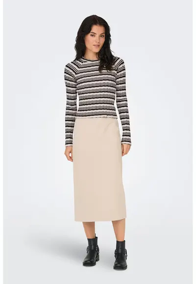 Pulover cu model in dungi si maneci raglan - Negru stins/Alb murdar