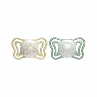 Set 2 suzete bebelusi, Chicco, Physio Light Glow, Ortodontice, Silicon moale, Extra ventilate, Fosforescente, Fara BPA, 2-6 luni, Galben/Verde