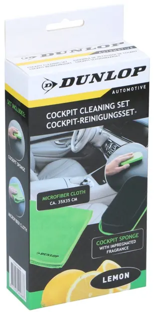Set de 2 piese pentru curățarea interiorului auto Dunlop - Lămâie