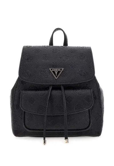 Rucsac din piele ecologica cu model monograma Cresidia II - Negru