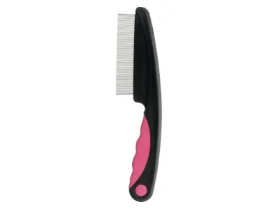 Pieptene pentru indepartarea puricilor roz negru 15 cm