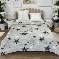 Patura pufoasa cocolino 200x230cm, 240g/mp, Gri, Stelute