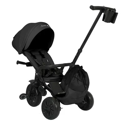 Tricicleta ultrapliabila Qplay Nova Max Negru, maner telescopic, spatar rotativ si reglabil, cadru din aluminiu, roti Eva, accesorii incluse