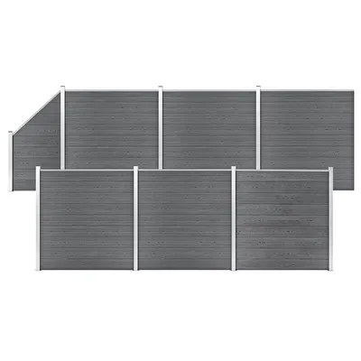 Gossi set panouri gard, 6 patrate + 1 oblic, gri, 1138x186 cm, wpc