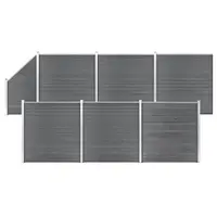 Gossi set panouri gard, 6 patrate + 1 oblic, gri, 1138x186 cm, wpc