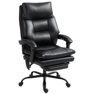 HOMCOM Scaun birou ergonomic fotoliu de birou din PU suport lombar gonflabil spătar înclinabil înălțime reglabilă negru | Aosom Romania