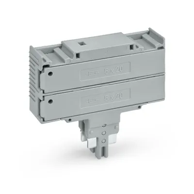 Double fuse plug; for 5 x 20 mm miniature metric fuse; without blown fuse indication; 10.4 mm wide; gray
