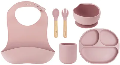 Set de hranire pentru copii din 5 piese MoMi - Ami, roz