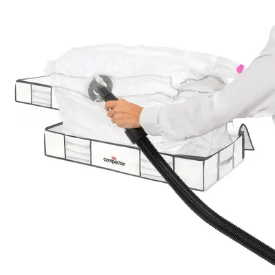 Cutii de depozitare sub pat 2 buc. din material textil/din plastic cu vacuum 105x45x15,5 cm Life – Compactor