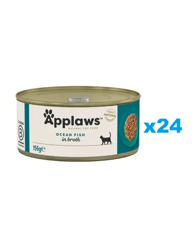 APPLAWS Cat Adult Ocean Fish in Broth 24x156 g cu peste oceanic, hrana pisica in supa