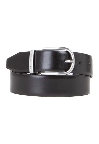 Curea de piele cu catarama metalica - Negru/Bleumarin