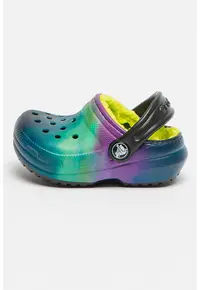 Saboti slingback cu captuseala din material teddy Classic Line - Multicolor
