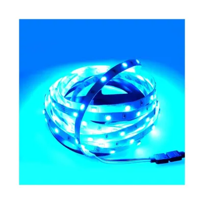 Banda LED interior 12V, albastru, 5-6lm/led, lungime 5 m, alimentare priza, IP20