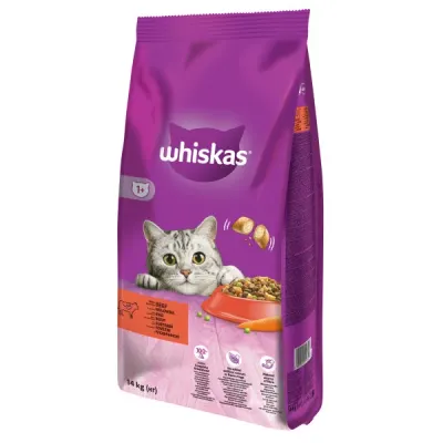 Whiskas hrana uscata cu vita pentru pisici adulte 14kg