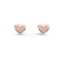 Cercei inimioara din aur roz pentru copii cu diamante de 0.02ct