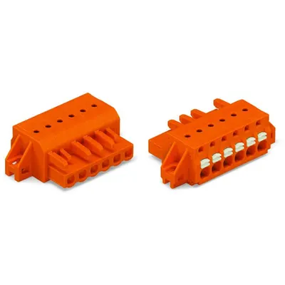 1-conductor female plug; push-button; clamping collar; 2.5 mm²; Pin spacing 5.08 mm; 4-pole; 2,50 mm²; orange