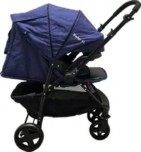 Carucior pentru copii Baby Care Pro SK10 Albastru cu Maner reversibil, Spatar reglabil in 3 trepte, Frana picior, Pliabil