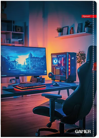 Caiet Ilijanum Gamer - A5, 40 foi, rânduri largi, sortiment