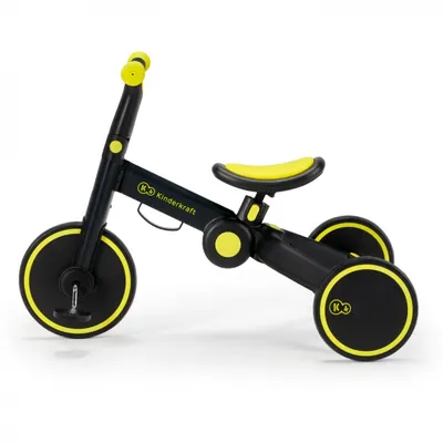 Tricicleta pentru copii Kinderkraft 4trike Black Volt transformabila, cu cadru de aluminiu, pliabila, roti din spuma Eva, 3 functii, greutate redusa doar 3,5 kg, de la 12 luni