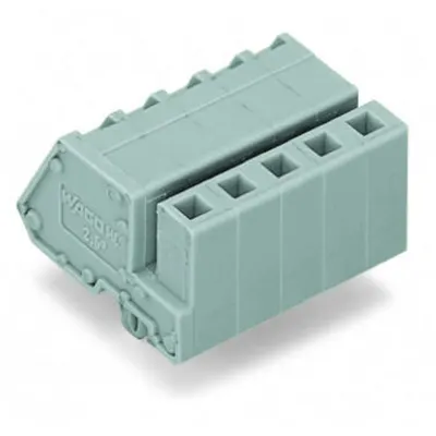 1-conductor female plug; angled; Snap-in mounting feet; 2.5 mm²; Pin spacing 5 mm; 3-pole; 2,50 mm²; gray
