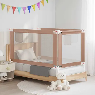 vidaXL Balustradă de protecție pat copii, gri taupe, 150x25 cm, textil
