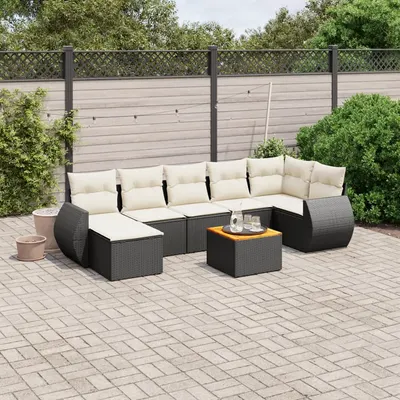 Gossi set mobilier de gradina cu perne, 8 piese, negru, poliratan