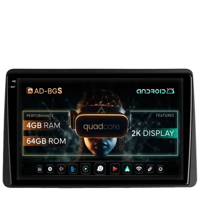 Navigatie 2K Dacia Duster (2018-2021), Android, S-Quadcore 4GB RAM + 64GB ROM, 10.36 Inch - AD-BGS100042K+AD-BGRKIT374