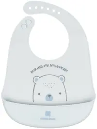 Bavetă din silicon KikkaBoo - Bear with me, Blue