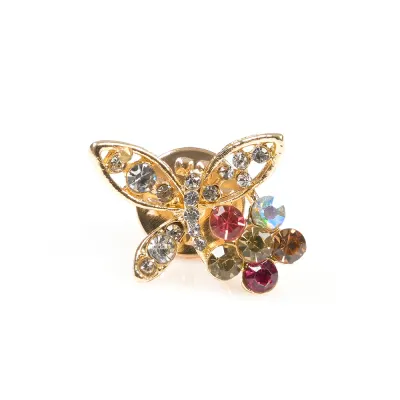 Brosa martisor fluture cu floare si pietre multicolore
